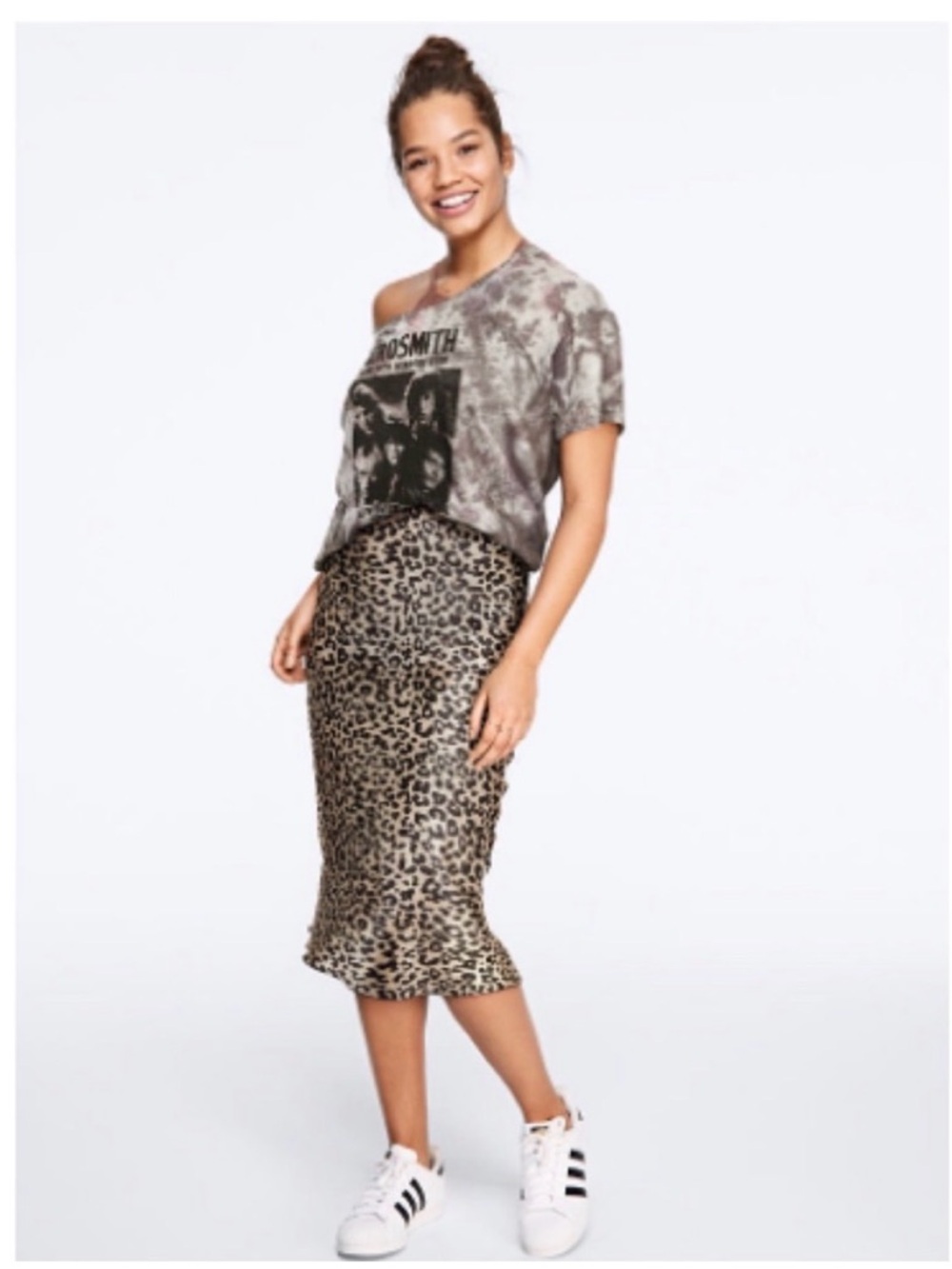 KNIT RIOT | NEW Leopard Print Midi Skirt  Black & Beige Women’s Size Medium